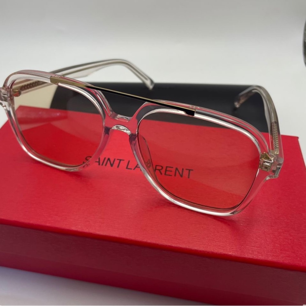 🆕Saint Laurent SL 545 Sunglasses in Transparent Cream & Light Gold